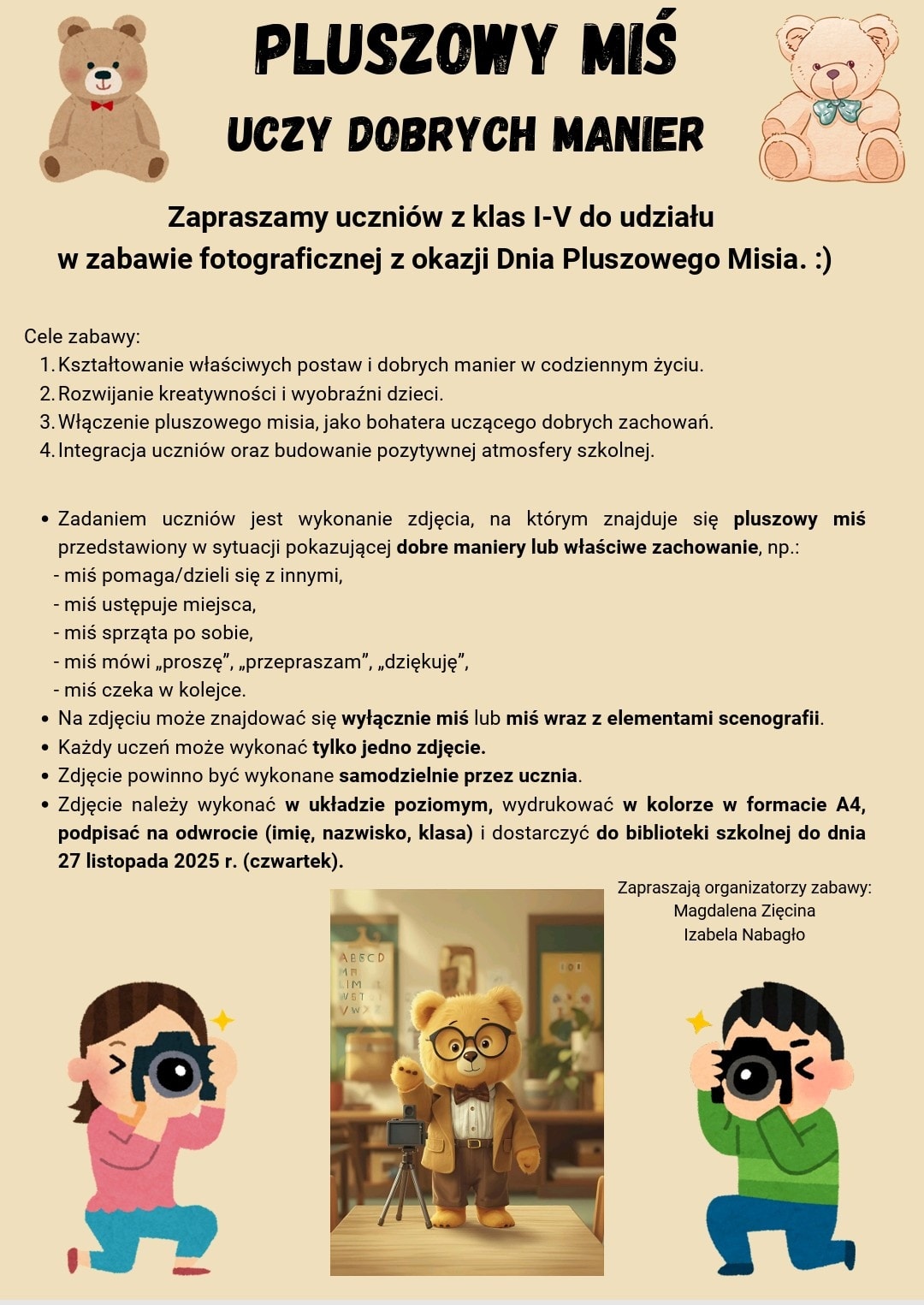 Pluszowy miś uczy dobrych manier - podsumowanie zabawy fotograficznej